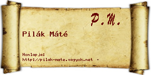 Pilák Máté névjegykártya